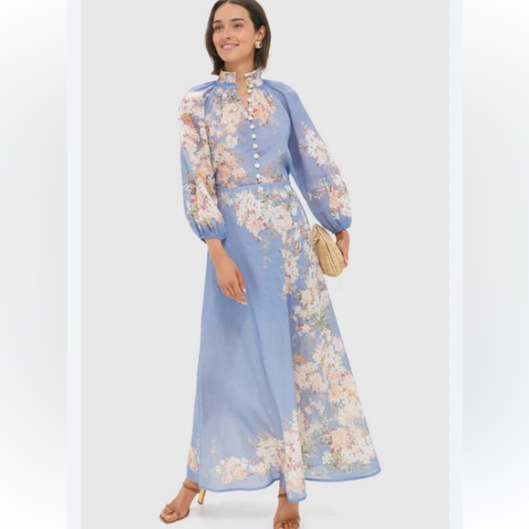 Zimmermann Dresses & Skirts - Zimmermann Blue Floral Long Sleeve Dress
